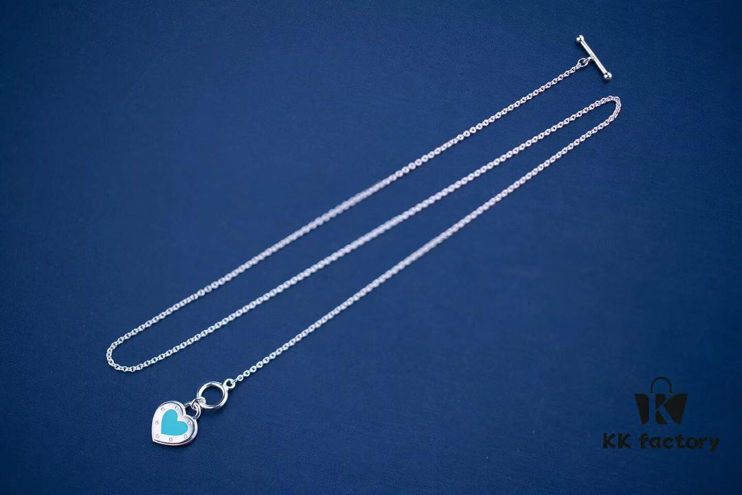 Tiffany Enamel Heart Pendant - Pin Buckle Necklace