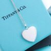 Tiffany Solid Large Heart Necklace - Authentic Counter Product, Proxy Purchase Version, Tiffany T Two Series Love Heart Necklace, Premium German Imported 925 Sterling Silver with Thick Gold Plating, Fine Craftsmanship, High-End Custom Heart Pendant Diameter 2.0 cm, Chain Length 50 cm, Tagged AG925