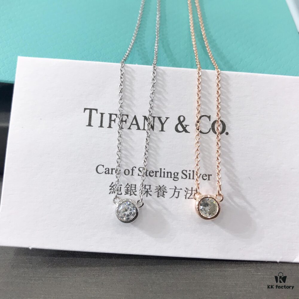Tiffany Crown Single Diamond Necklace, Original Design with Ultra-Clear High-Carbon Diamond, Stunningly Sparkling, Simple and Versatile, Perfect for Daily Wear, Unisex Style Ideal for Couples, Exquisite Craftsmanship, S925 Sterling Silver