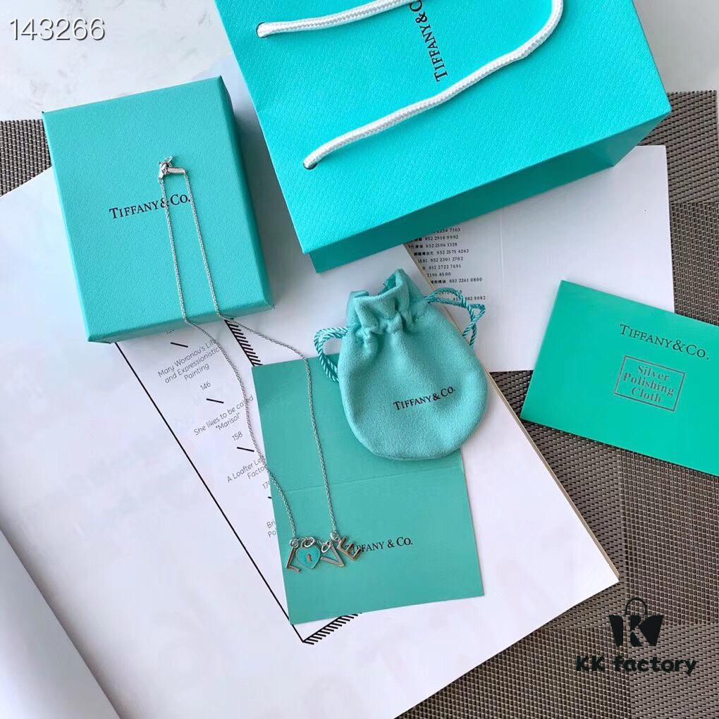 Exclusive In-Stock! Tiffany & Co. LOVE Letter Necklace with Blue Enamel Heart Pendant, Featuring the Brand's Founding Year, Crafted in AG925 Silver, Original Mold Design, Authentic Resale Quality, 45cm Chain with Full Packaging, Perfect for Gifting or Personal Use