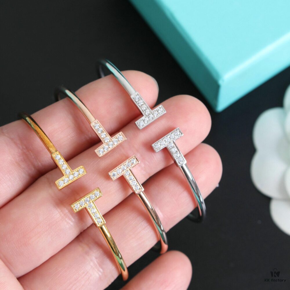 Tiffany & Co. Double T Diamond Bracelet with Adjustable Memory Design