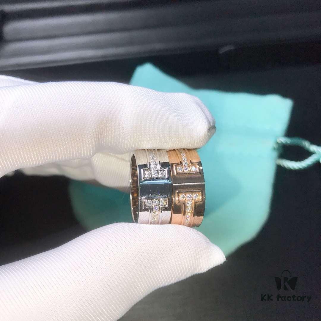 Tiffany Double T Ring, 925 Sterling Silver with High-Carbon Diamond, Platinum and Rose Gold Options, Hypoallergenic, Fade-Resistant