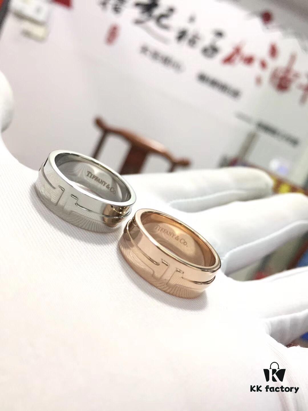 Tiffany Double T Ring, 925 Sterling Silver with High-Carbon Diamond, Platinum and Rose Gold Options, Hypoallergenic, Fade-Resistant