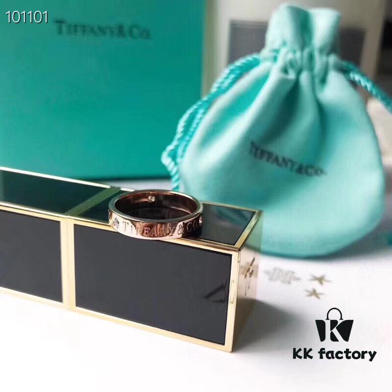Tiffany Couple Ring 💍 T Classic 1837 Diamond 💎 Minimalist Luxury Style, High-End Custom Original 925 Sterling Silver Inlaid Ring, Authentic Counter Design, Size 6–8, Available as Couple Set!