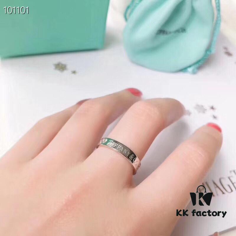 Tiffany Couple Ring 💍 T Classic 1837 Diamond 💎 Minimalist Luxury Style, High-End Custom Original 925 Sterling Silver Inlaid Ring, Authentic Counter Design, Size 6–8, Available as Couple Set!