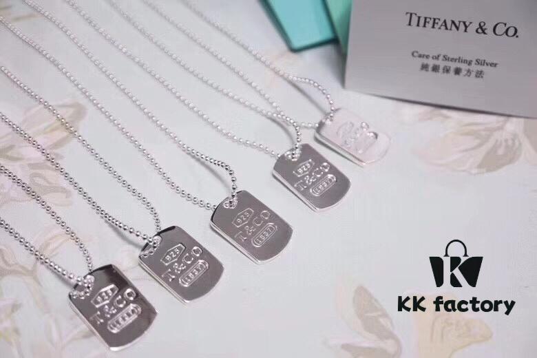 Tiffany 1837 Square Pendant Necklace CNC High Version High-Definition Engraving Premium Quality - Pendant Size: Large, Small