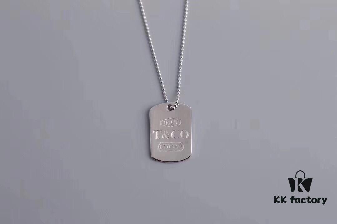 Tiffany 1837 Square Pendant Necklace CNC High Version High-Definition Engraving Premium Quality - Pendant Size: Large, Small