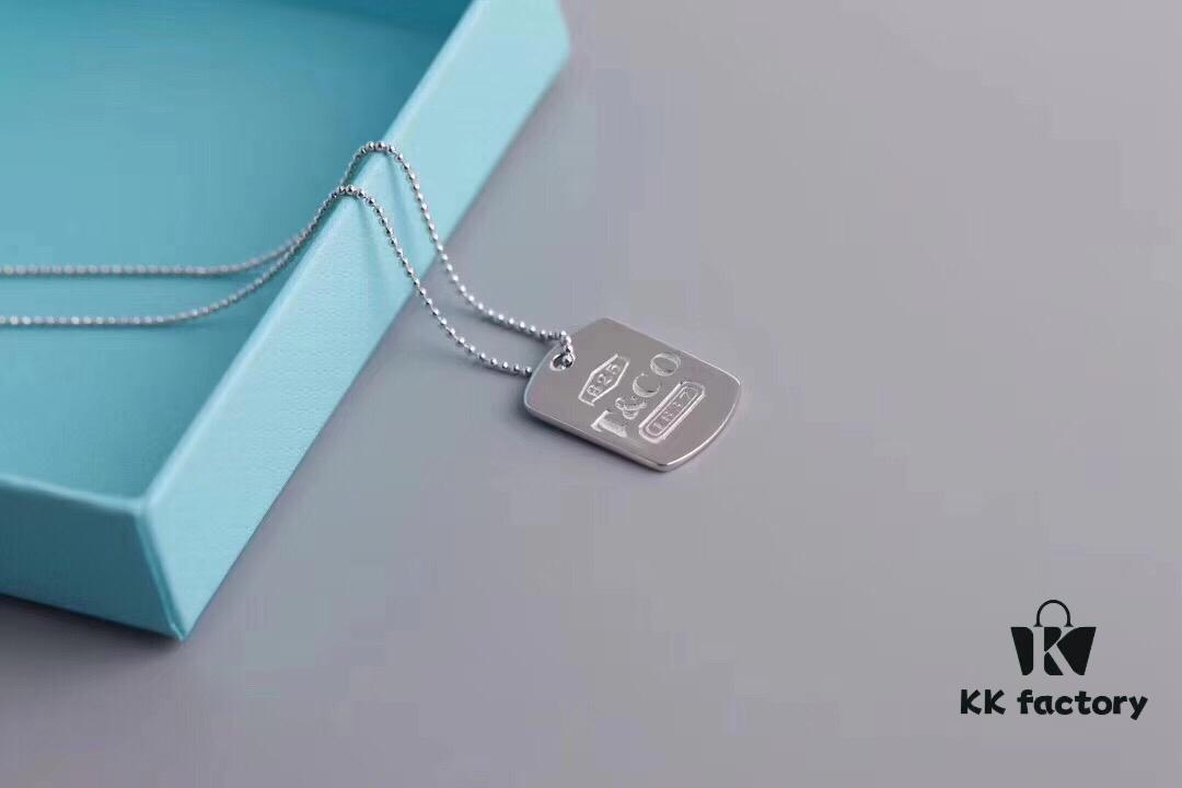 Tiffany 1837 Square Pendant Necklace CNC High Version High-Definition Engraving Premium Quality - Pendant Size: Large, Small