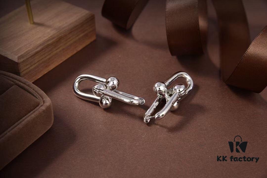 Tiffany & Co. Joint Hoop Earrings, Popular U-Shaped Link Series Inspired by Tiffany HardWear Collection