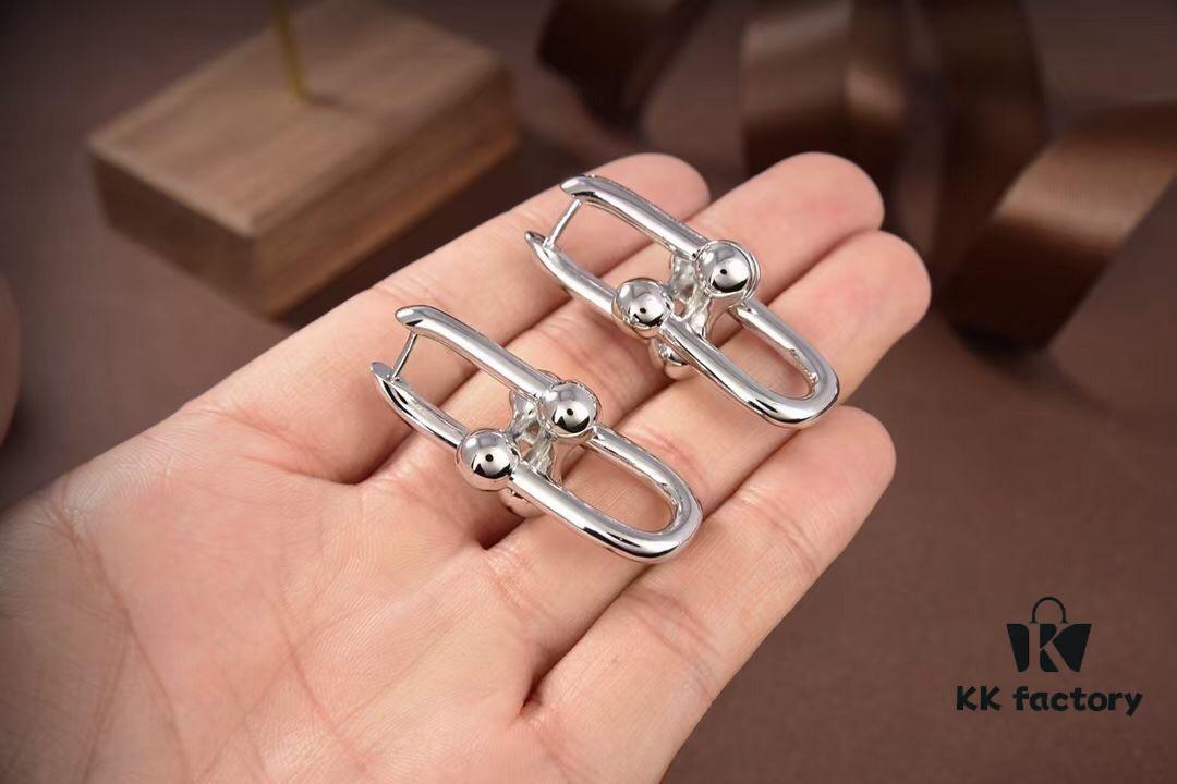 Tiffany & Co. Joint Hoop Earrings, Popular U-Shaped Link Series Inspired by Tiffany HardWear Collection