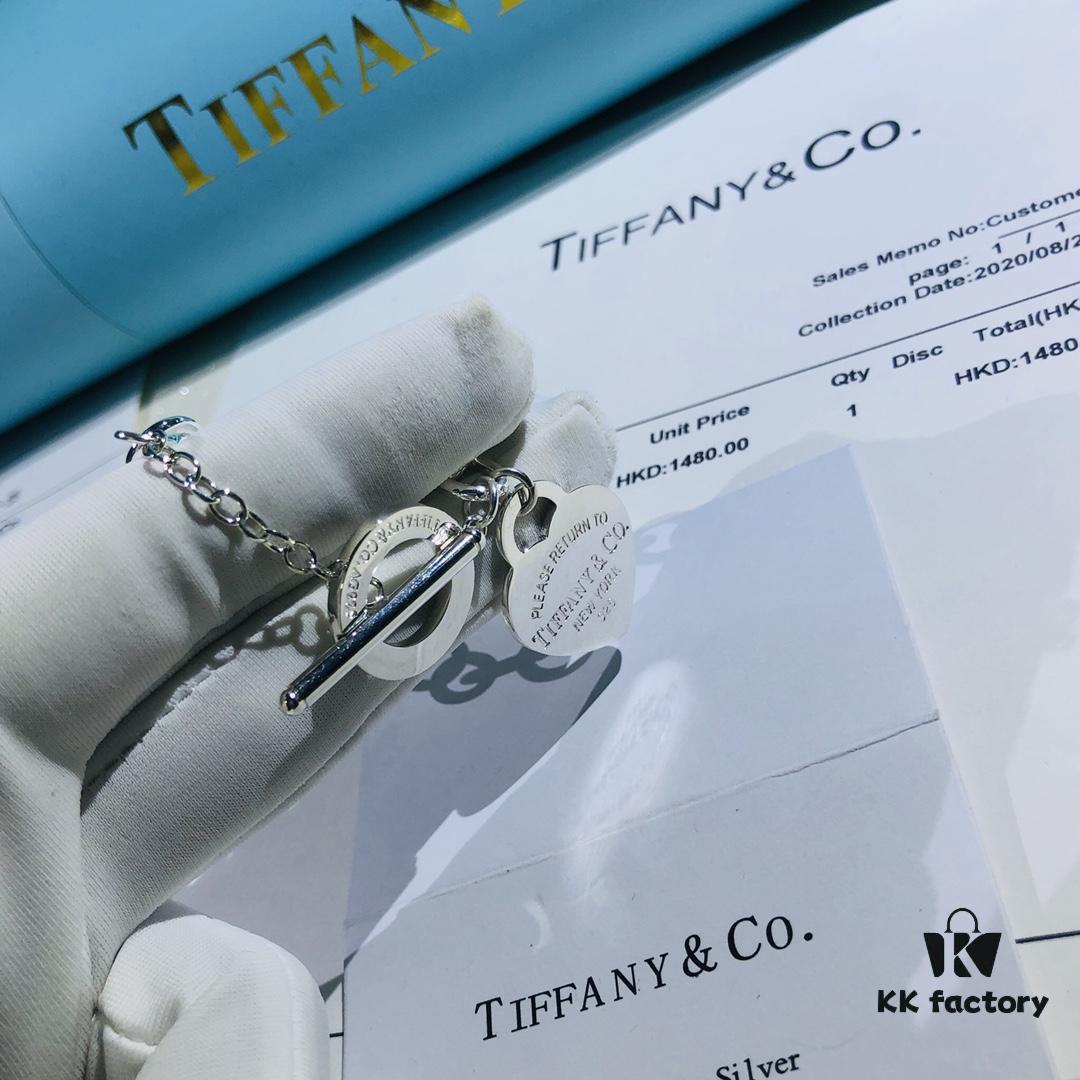 Tiffany Heart-shaped Thick Chain Bracelet with Pin Buckle, High-Definition Engraving Inside and Outside, Authentic Detailing