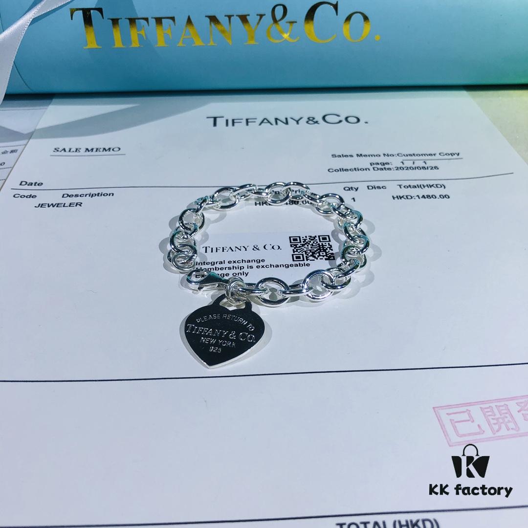 Tiffany Heart-shaped Thick Chain Bracelet with Pin Buckle, High-Definition Engraving Inside and Outside, 1:1 Original Version Replica