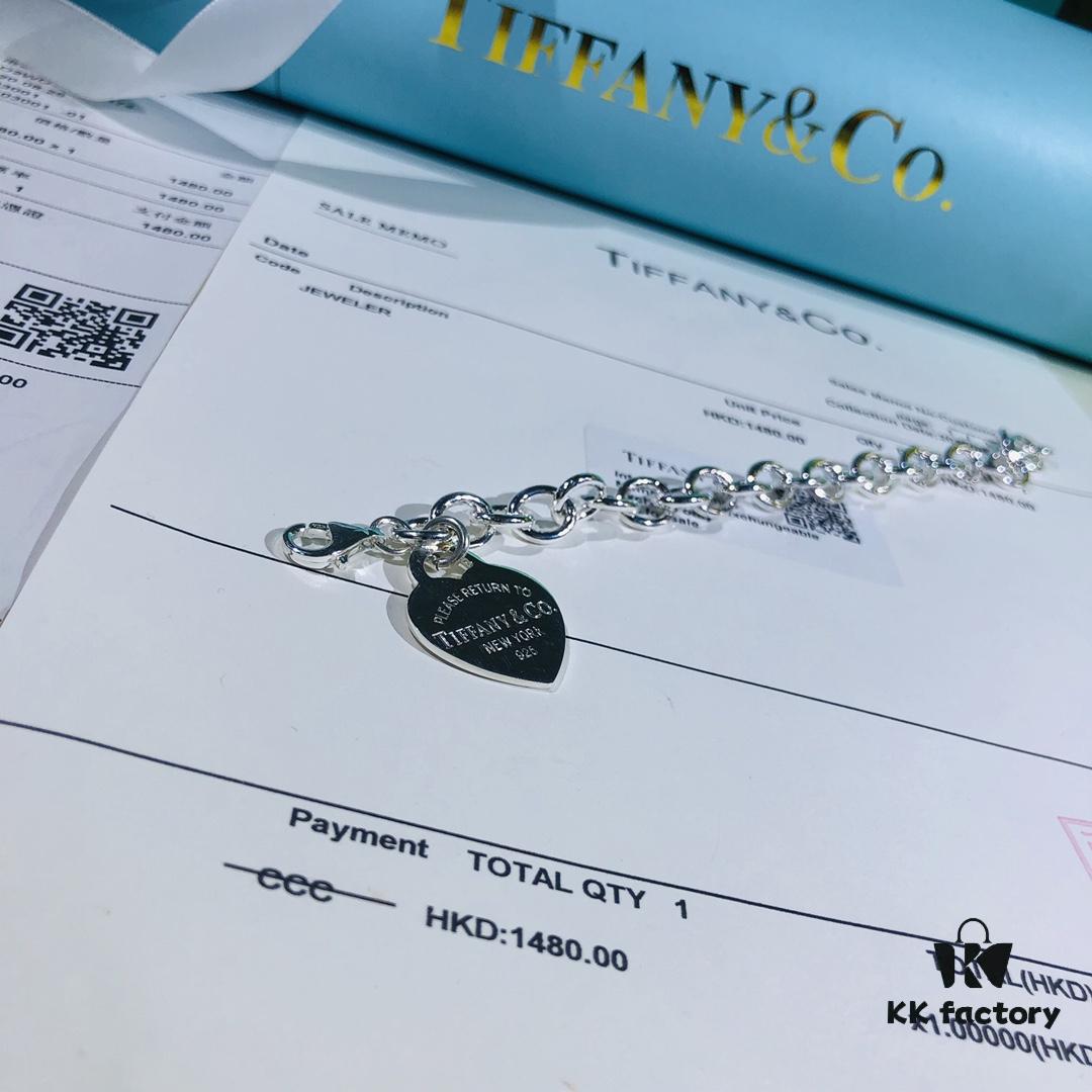 Tiffany Heart-shaped Thick Chain Bracelet with Pin Buckle, High-Definition Engraving Inside and Outside, 1:1 Original Version Replica