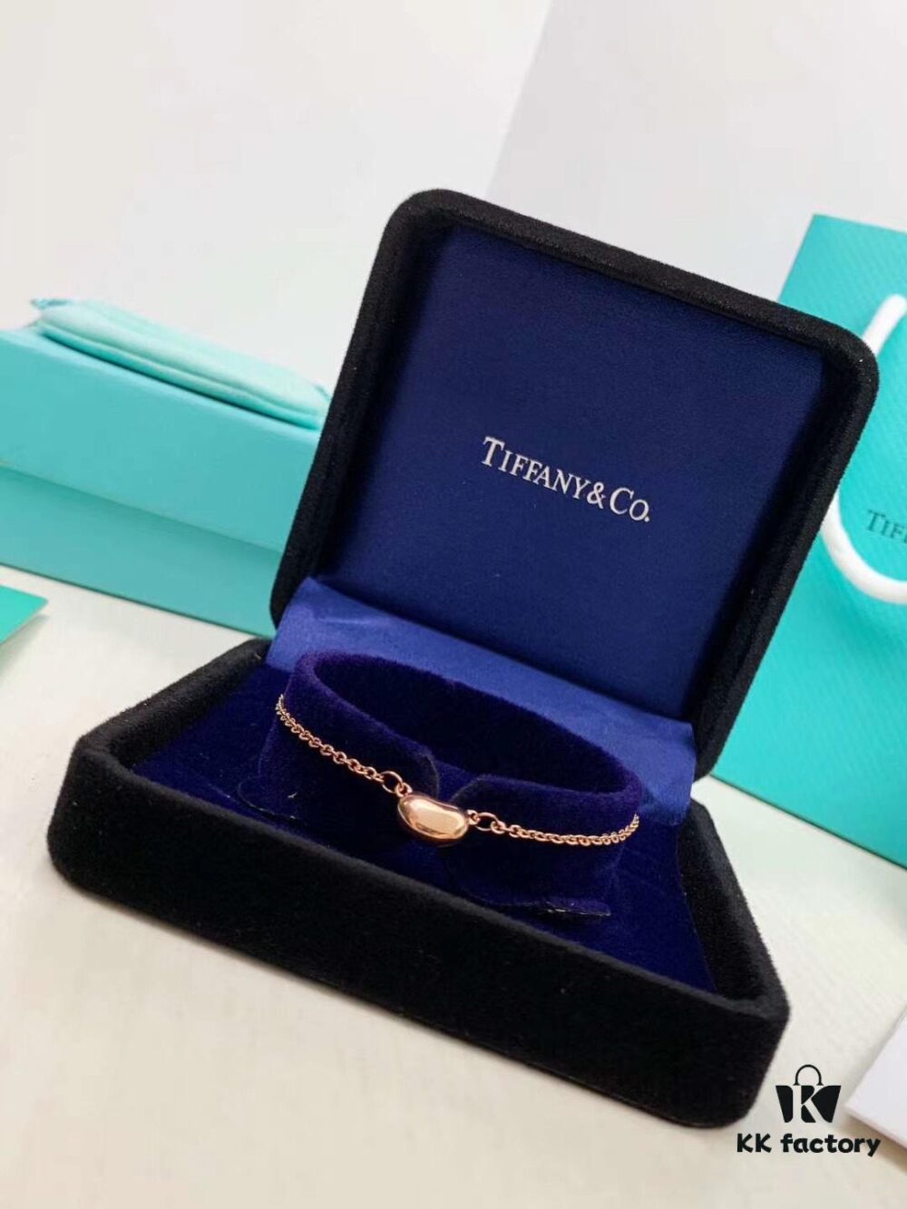 925 Tiffany & Co. Pearl Bracelet, Authentic Sterling Silver 'Love Bean' Design, Double-Sided Wear with Official Logo Stamp