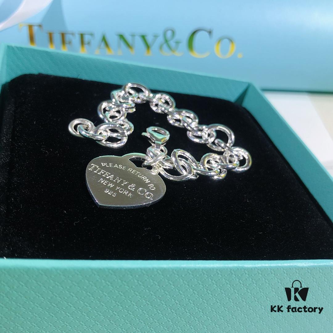 Tiffany Heart-shaped Thick Chain Bracelet with Pin Buckle, High-Definition Engraving Inside and Outside, 1:1 Original Version Replica