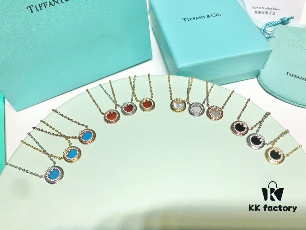 Tiffany & Co. Circle Double T Necklace, Each Color Perfectly Matched, Beautiful! Mini Style ❤️ In Love