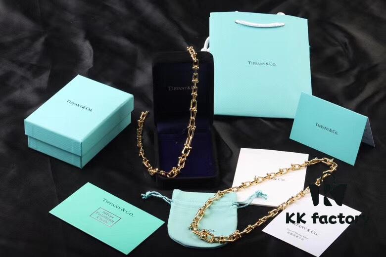 Smooth Bamboo Joint Necklace | Tiffany HardWear Collection Chain Necklace, Titanium Gold-Plated Vacuum Thickened Electroplating, 45cm