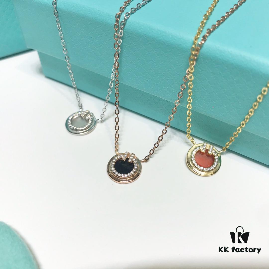 Tiffany & Co. Circle Double T Necklace, Each Color Perfectly Matched, Beautiful! Mini Style ❤️ In Love