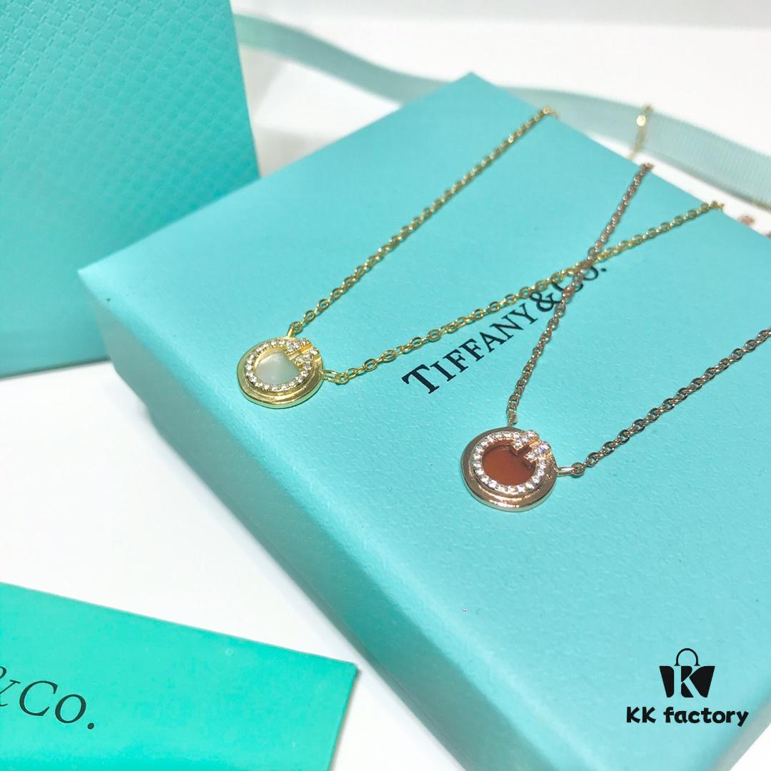 Tiffany & Co. Circle Double T Necklace, Each Color Perfectly Matched, Beautiful! Mini Style ❤️ In Love