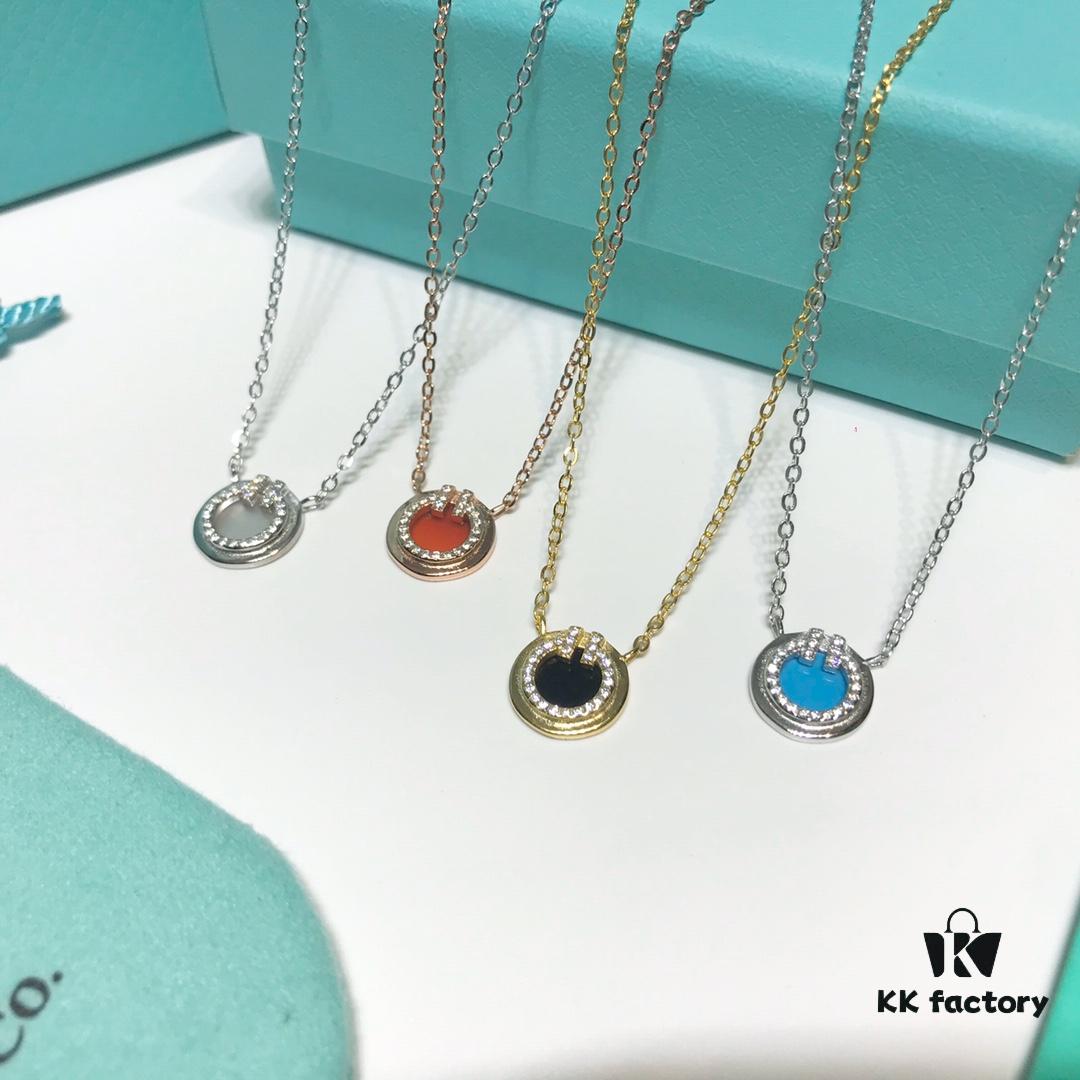 Tiffany & Co. Circle Double T Necklace, Each Color Perfectly Matched, Beautiful! Mini Style ❤️ In Love