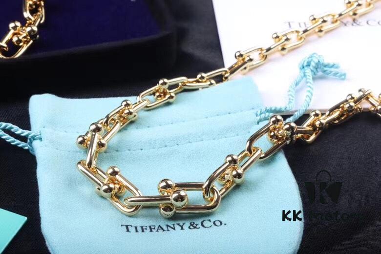 Smooth Bamboo Joint Necklace | Tiffany HardWear Collection Chain Necklace, Titanium Gold-Plated Vacuum Thickened Electroplating, 45cm