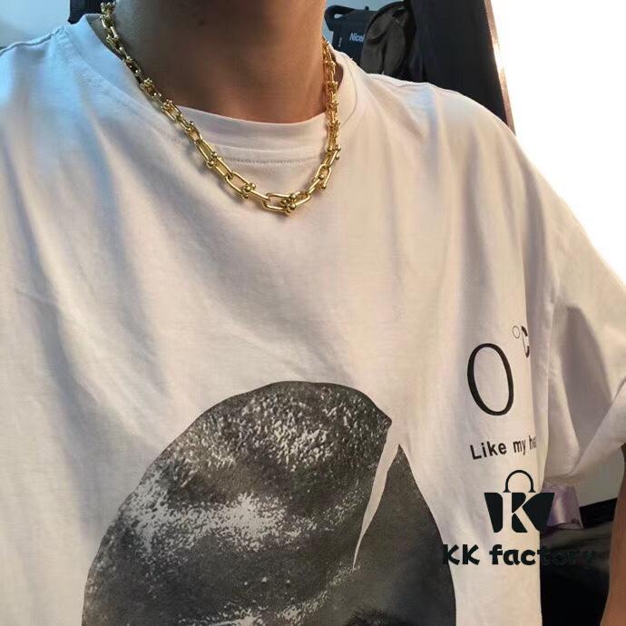 Smooth Bamboo Joint Necklace | Tiffany HardWear Collection Chain Necklace, Titanium Gold-Plated Vacuum Thickened Electroplating, 45cm