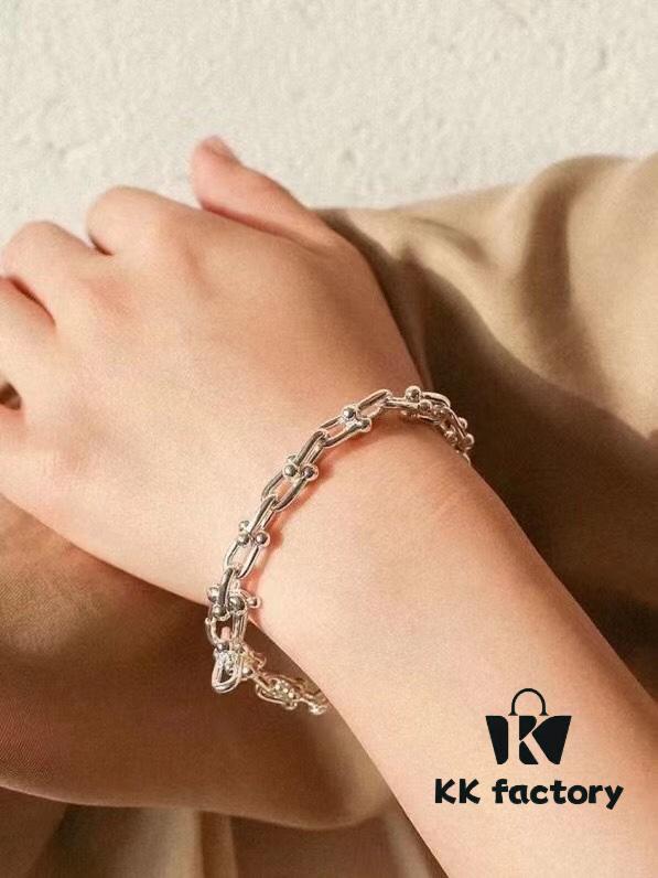 New Arrival 💗 Horseshoe U-Shaped Necklace and Bracelet Set in 925 Silver, Non-Fading! Tiffany & Co. Style Silver U-Clasp Couple Matching Set