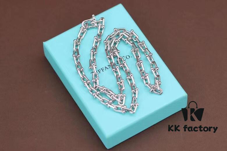 New Arrival 💗 Horseshoe U-Shaped Necklace and Bracelet Set in 925 Silver, Non-Fading! Tiffany & Co. Style Silver U-Clasp Couple Matching Set