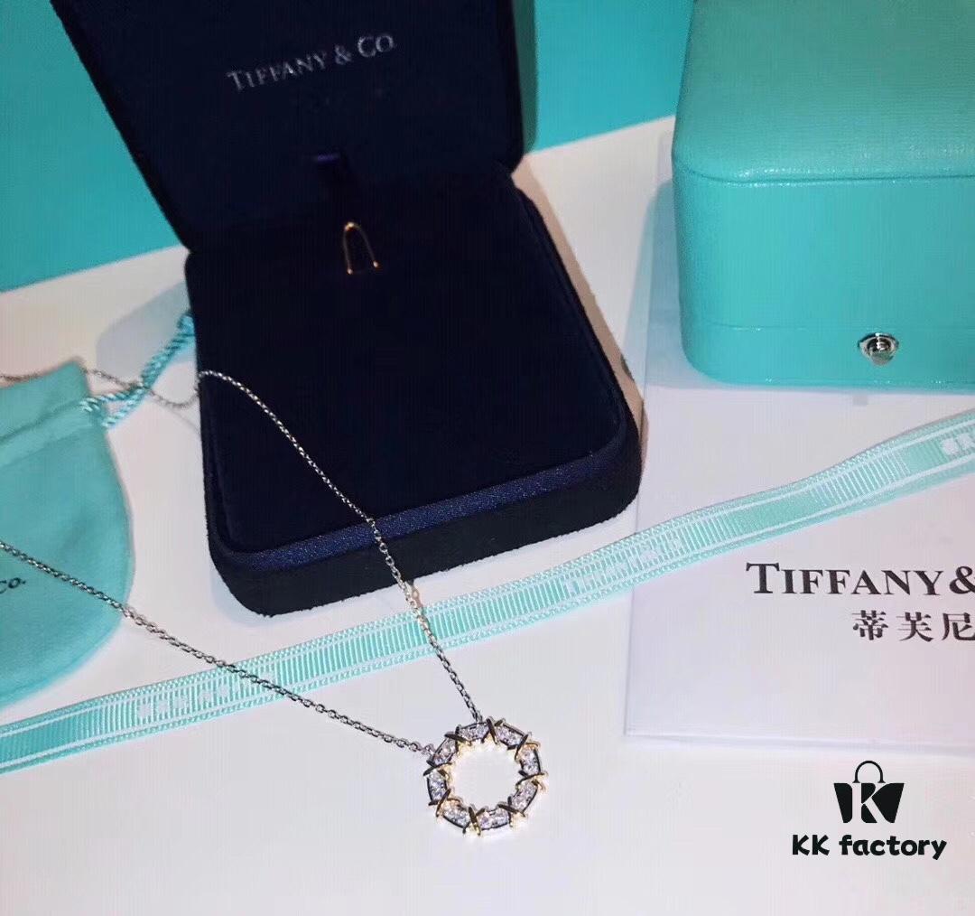 Tiffany Classic Heart Ring Cross Necklace, 925 Sterling Silver Elegant Plated High-End Women's Fashion Jewelry