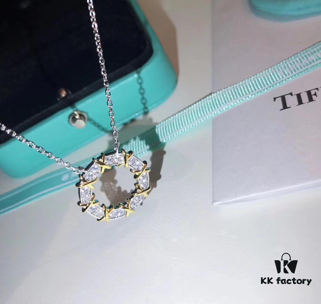 Tiffany Classic Heart Ring Cross Necklace, 925 Sterling Silver Elegant Plated High-End Women's Fashion Jewelry