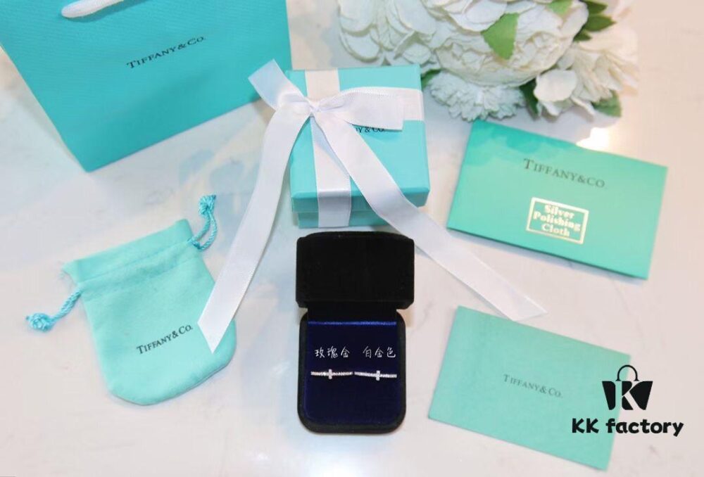 Tiffany & Co. T-Shape Full Diamond Ring in Rose Gold and White Gold