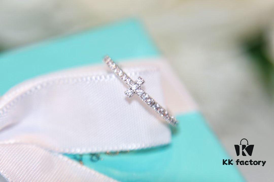 Tiffany & Co. T-Shape Full Diamond Ring in Rose Gold and White Gold