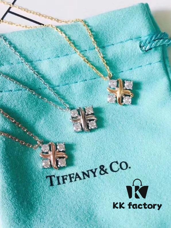 Tiffany & Co. Schlumberger Series Cross Four-Diamond Necklace, Minimalist and Versatile
