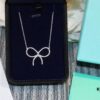 New Arrival! Tiffany & Co. Full Diamond Bow Necklace - Imported High-Carbon Diamond Version, 925 Sterling Silver Plated with White Gold