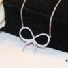 New Arrival! Tiffany & Co. Full Diamond Bow Necklace - Imported High-Carbon Diamond Version, 925 Sterling Silver Plated with White Gold