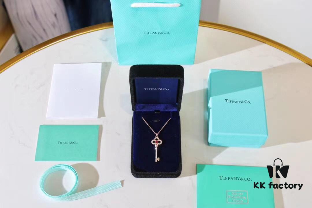 Limited Edition Valentine's Gift 🎁 Tiffany & Co. Pink Sapphire Rose Gold Key Necklace - 1:1 Precision Craft Version