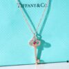Limited Edition Valentine's Gift 🎁 Tiffany & Co. Pink Sapphire Rose Gold Key Necklace - 1:1 Precision Craft Version