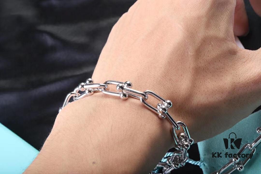 Smooth Bamboo Joint Bracelet - Tiffany-style Link Bracelet, Titanium Material with Vacuum Thick Electroplating in White Gold, Unisex Wear, HardWear Series Combining Elegance and Edginess