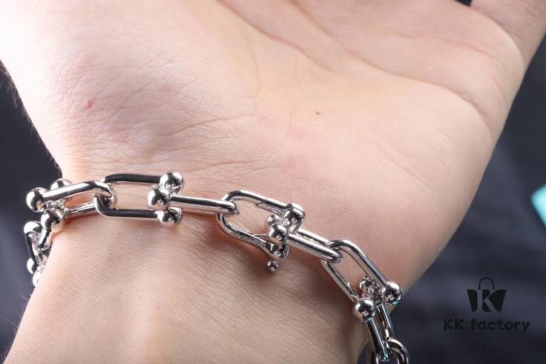 Smooth Bamboo Joint Bracelet - Tiffany-style Link Bracelet, Titanium Material with Vacuum Thick Electroplating in White Gold, Unisex Wear, HardWear Series Combining Elegance and Edginess