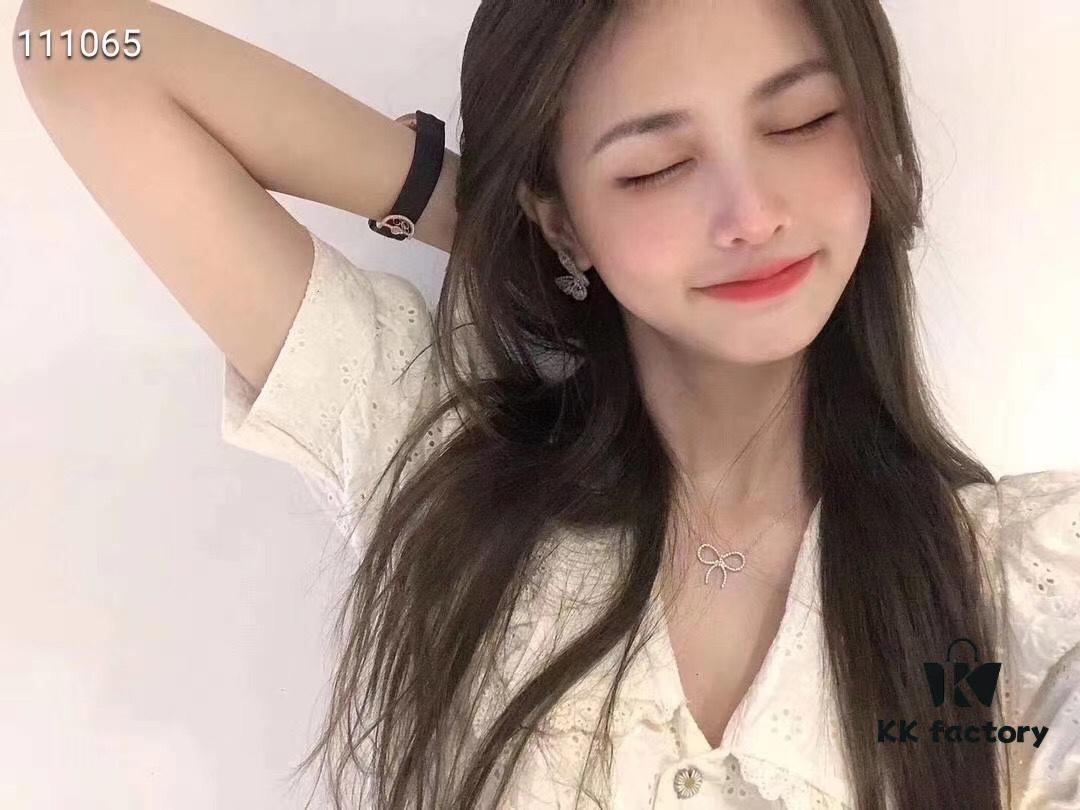 New Arrival! Tiffany & Co. Full Diamond Bow Necklace - Imported High-Carbon Diamond Version, 925 Sterling Silver Plated with White Gold