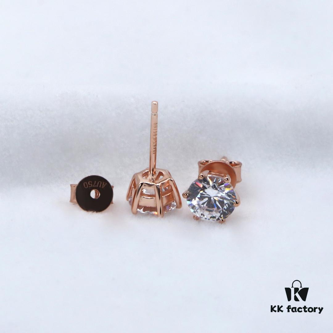 Moissanite Stud Earrings - Classic Six-Prong Design in Rose Gold