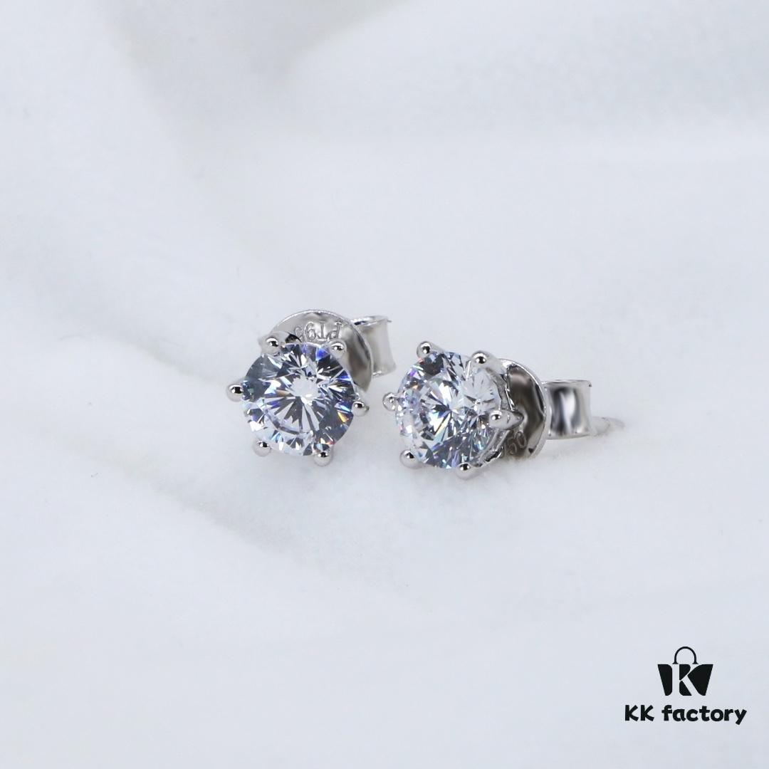 Classic Six-Prong Moissanite Stud Earrings