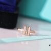 Tiffany & Co. 2019 New Arrival Two T Asymmetric Open Ring in White Mother-of-Pearl with 18K Rose Gold Plated S925 Sterling Silver