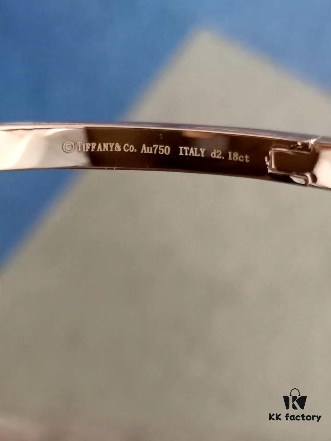 Tiffany & Co. T Collection Asymmetrical Wide Bracelet, Imported Gold-Plated Material with High-Carbon Diamonds, Celebrity Style Worn by Yang Mi, Yi Yangqianxi, Joey Yung