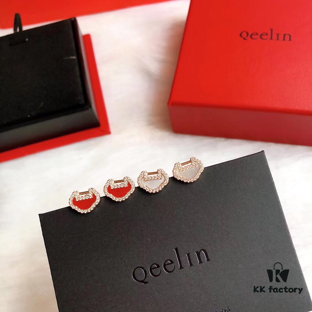 Qeelin Yu Yi Collection Lucky Lock Stud Earrings Inspired by Traditional Chinese Lock Pendants