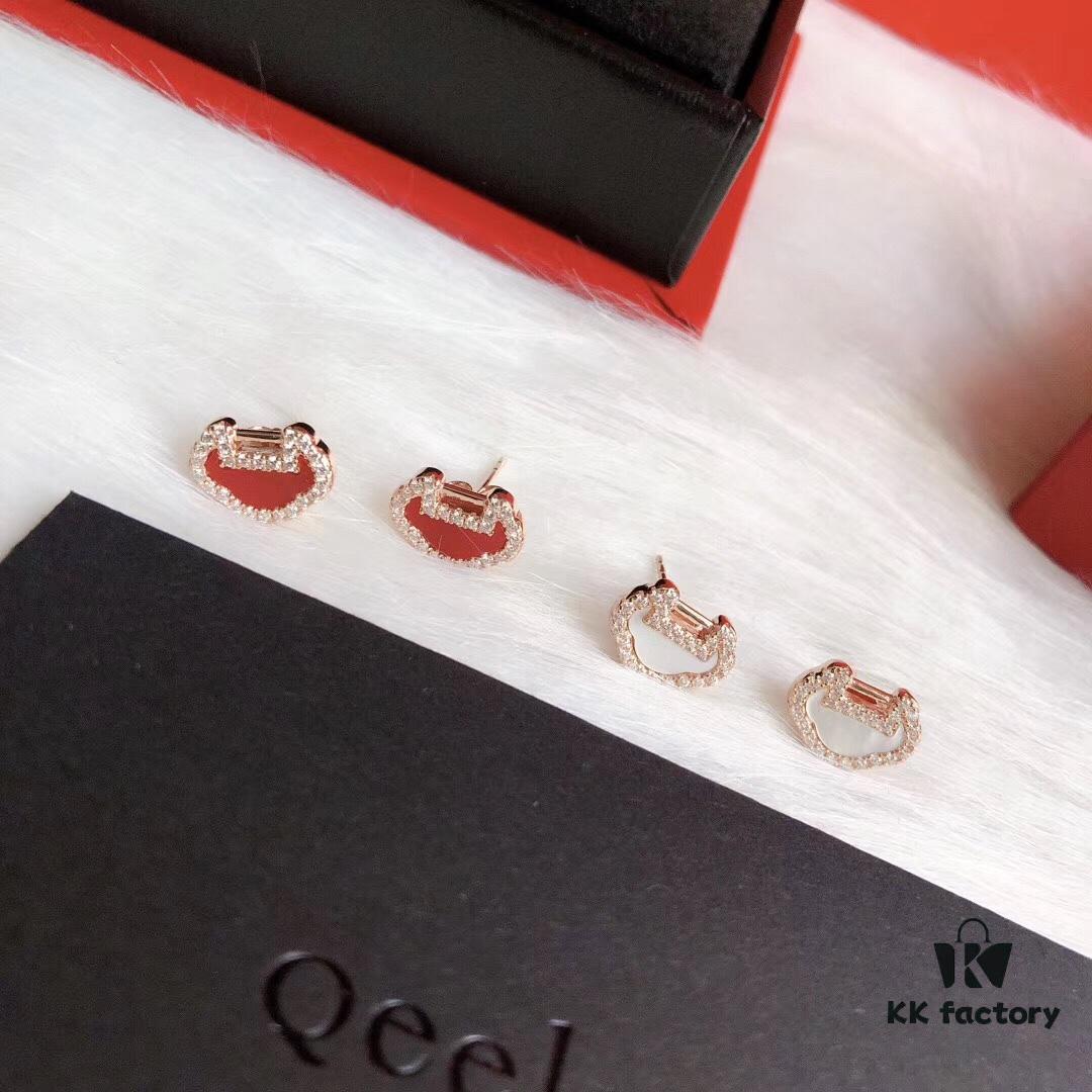 Qeelin Yu Yi Collection Lucky Lock Stud Earrings Inspired by Traditional Chinese Lock Pendants