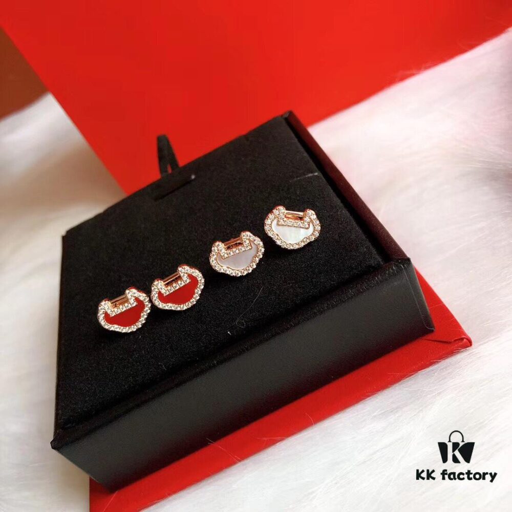 Qeelin Yu Yi Collection Lucky Lock Stud Earrings Inspired by Traditional Chinese Lock Pendants