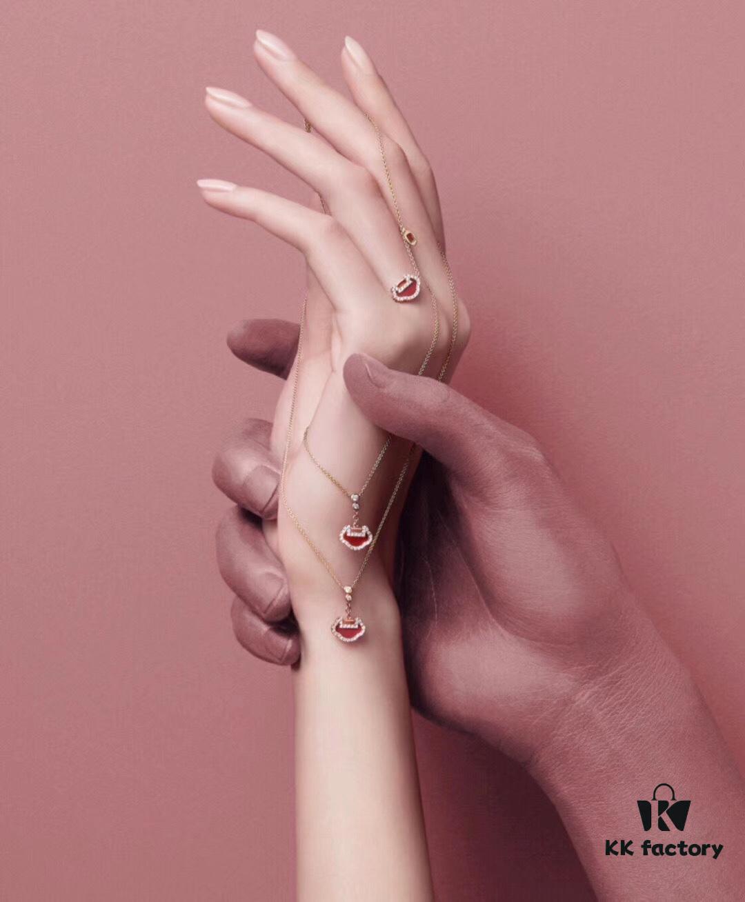 Qilin YU YI (Ruyi) Peace Lock Necklace - Exquisite 925 Silver Plated with Thick Rose Gold