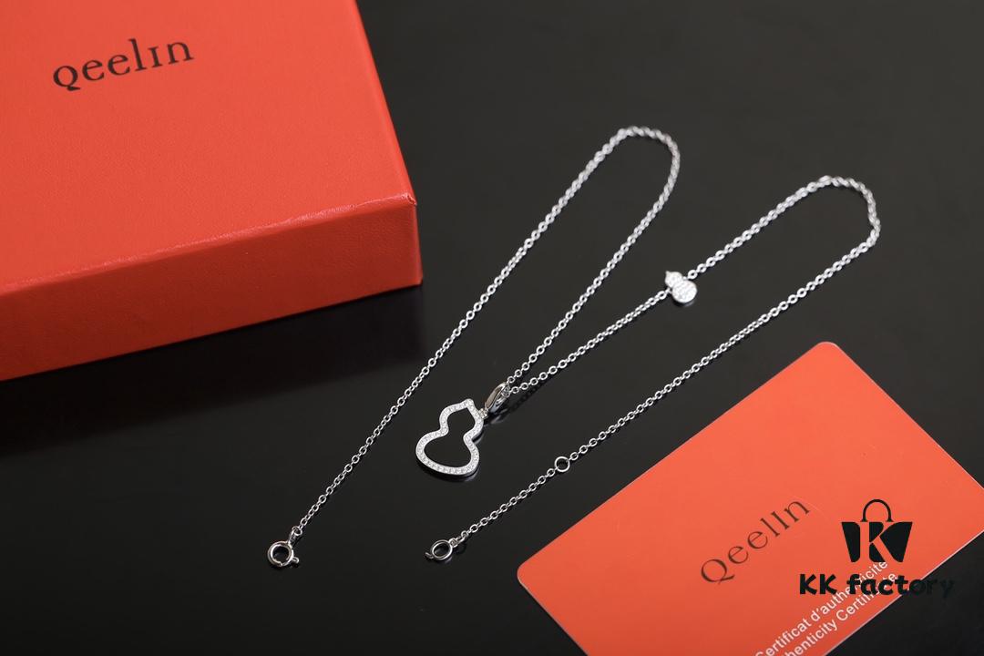 Qeelin Wulu Jade Double Gourd Necklace [Gold-Plated Version]