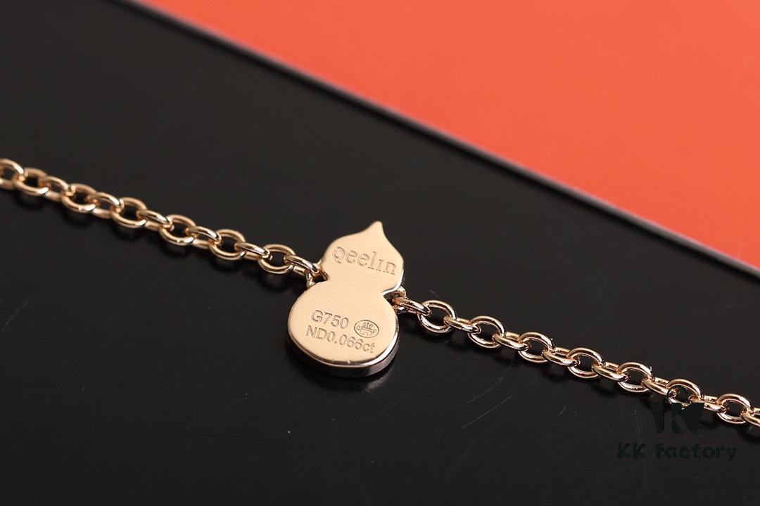 Qeelin Wulu Jade Double Gourd Necklace [Gold-Plated Version]